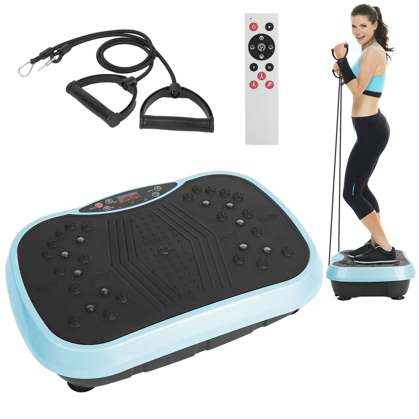 Vibration Exercise Machine With Resistant Bands Remote Control Whole Body Vibration Platform Workout Equipment Home Fitness Training Equipment For Weight Loss Fat Burner - Discount Msrp