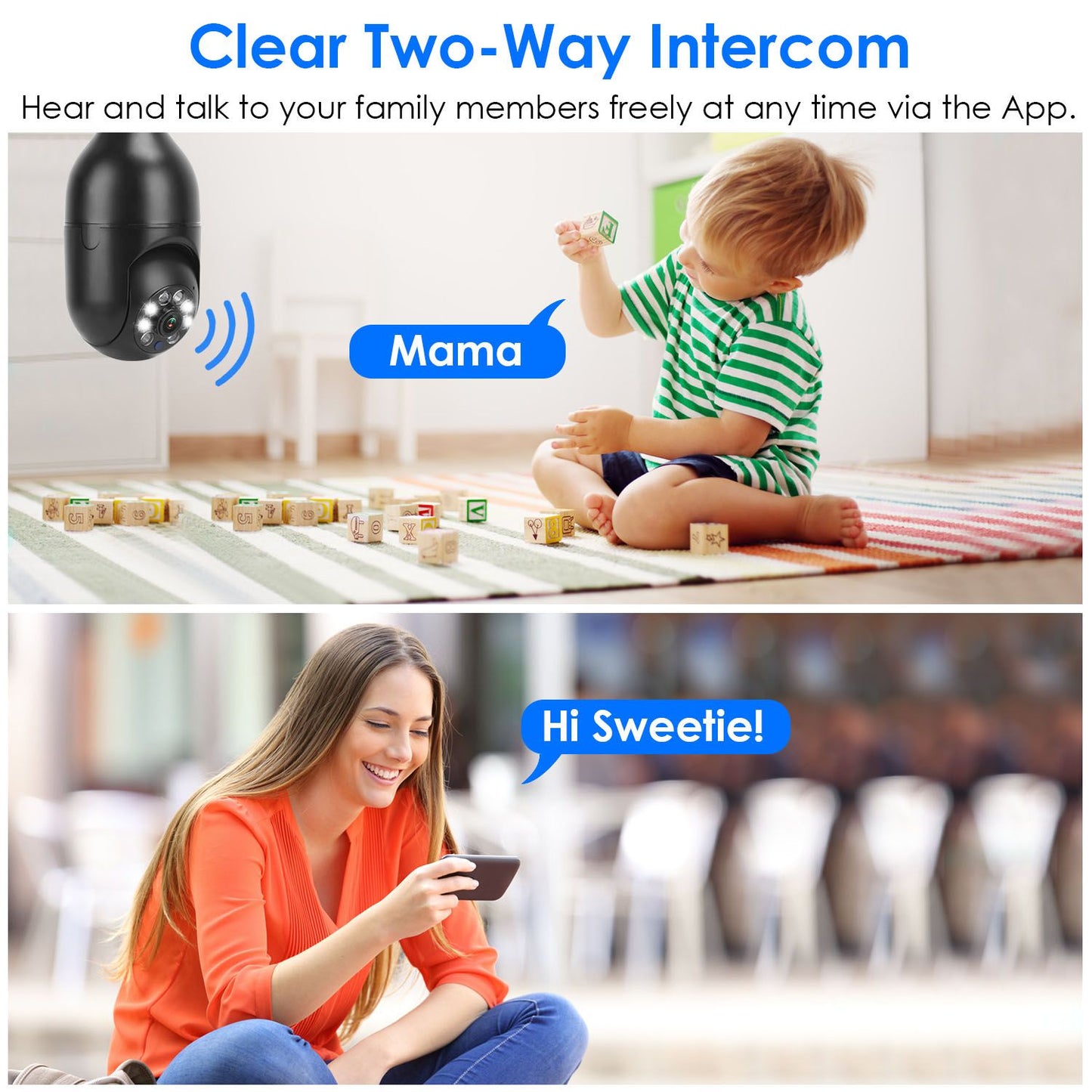 E27 WiFi Bulb Camera 1080P FHD WiFi IP Pan Tilt Security Surveillance Camera - Discount Msrp