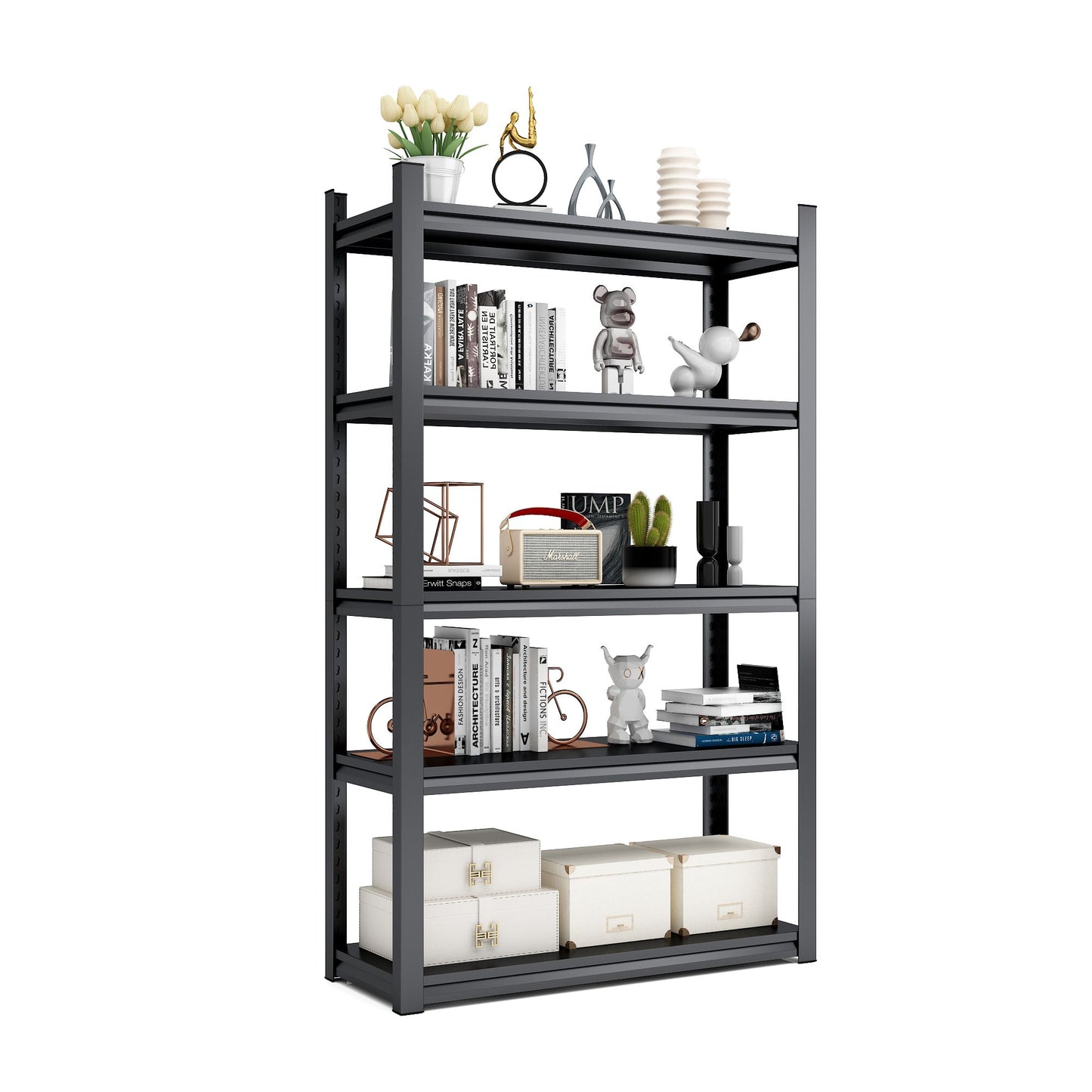 78"H 5 Tier Metal Shelves for Storage Garage Shelving 2000LBS Heavy Duty Storage Shelves Adjustable Garage Shelf Industrial Shelving Unit Storage Utility Rack,47.2"W*18"D*78"H,Black - Discount Msrp