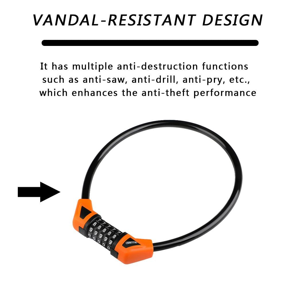 5-digit Combination Lock Bicycle Lock Cable, Anti-theft Bicycle Chain, 5-digit Security Reset Bicycle Password Combination Lock Without Mounting Bracket (black) - Discount Msrp