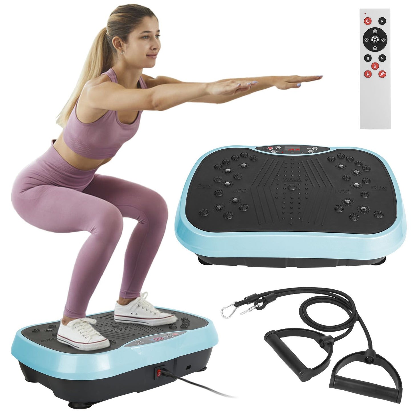 Vibration Exercise Machine With Resistant Bands Remote Control Whole Body Vibration Platform Workout Equipment Home Fitness Training Equipment For Weight Loss Fat Burner - Discount Msrp