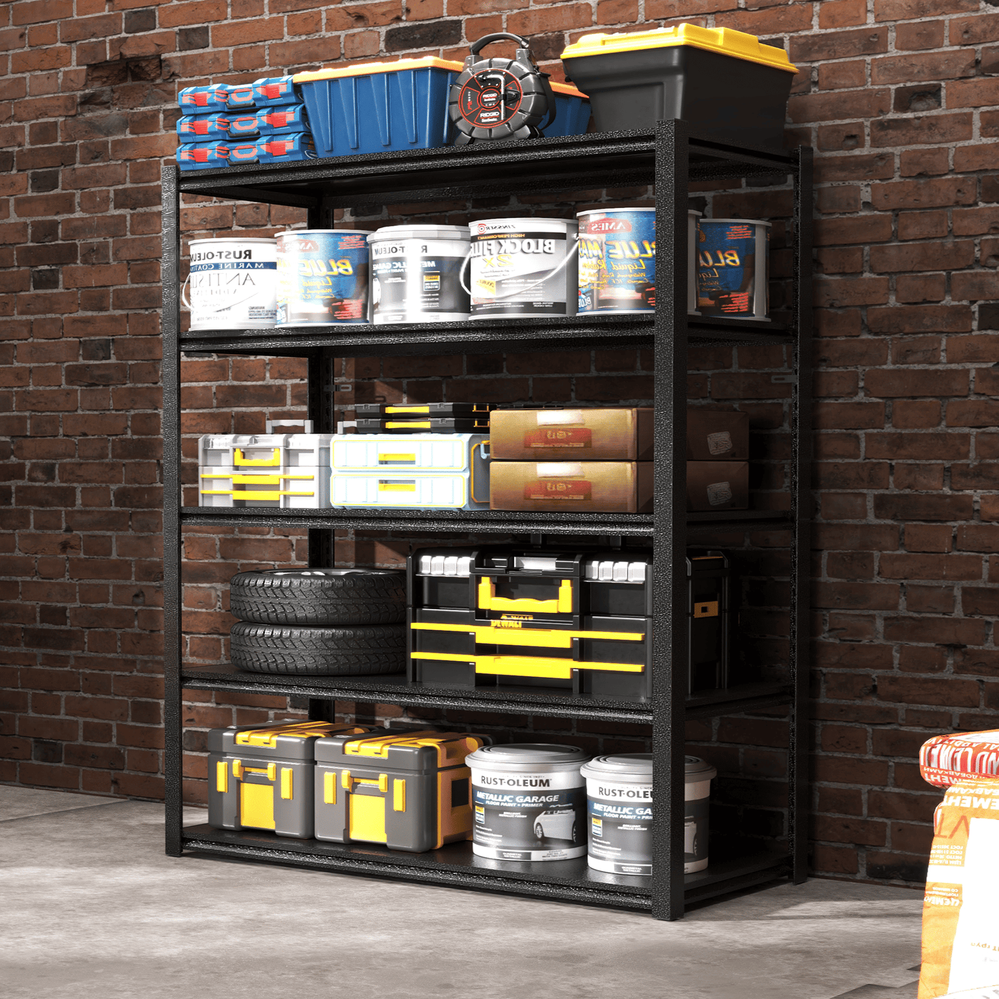78"H 5 Tier Metal Shelves for Storage Garage Shelving 2000LBS Heavy Duty Storage Shelves Adjustable Garage Shelf Industrial Shelving Unit Storage Utility Rack,47.2"W*18"D*78"H,Black - Discount Msrp