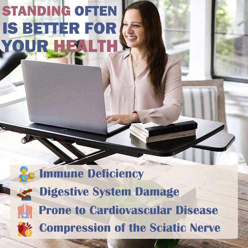 32 Inch Desk Converter, Height Adjustable Sit to Stand Riser, Dual Monitor and Laptop Workstation with Wide Keyboard Tray, Black - Discount Msrp