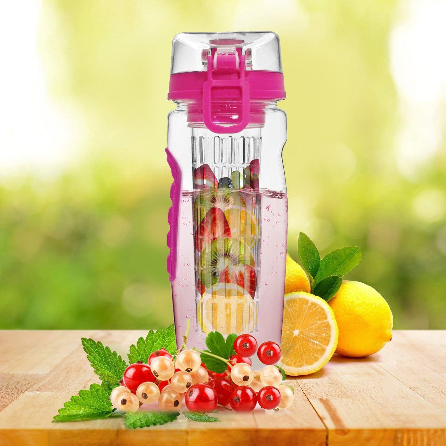 Fruit Infuser Water Bottle 32OZ Juice Shaker Sport w/ Flip Top Lid Anti-Slip Grips For Office Home Sport Running Walking Hiking - Discount Msrp
