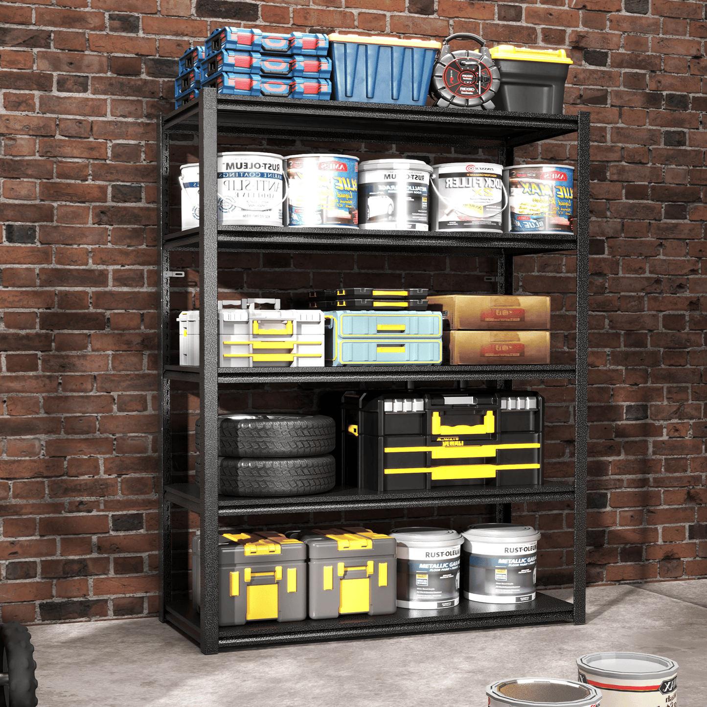 78"H 5 Tier Metal Shelves for Storage Garage Shelving 2000LBS Heavy Duty Storage Shelves Adjustable Garage Shelf Industrial Shelving Unit Storage Utility Rack,47.2"W*18"D*78"H,Black - Discount Msrp