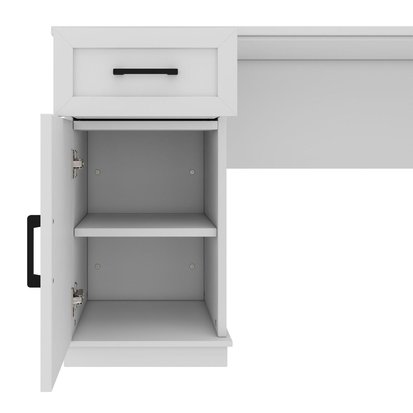 L-Shaped Computer Desk with 2 Cabinets and 2 Drawers, 11 Open Shelves and 1 Right Flip Shelf with Storage, with Power Outlet, for Study, Living Room and Office, White - Discount Msrp