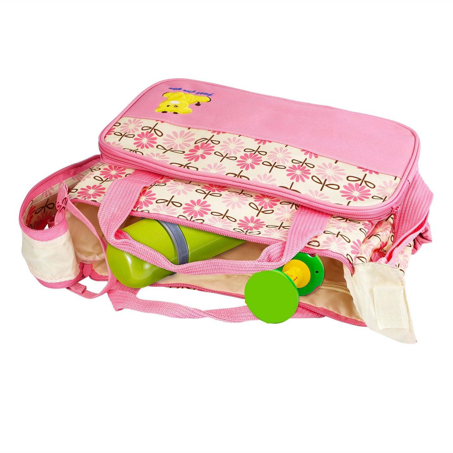 5PCS Baby Nappy Diaper Bags Set Mummy Diaper Shoulder Bags w/ Nappy Changing Pad Insulated Pockets Travel Tote Bags - Discount Msrp