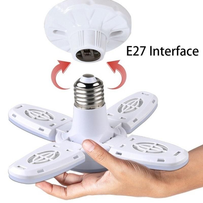 1pc E27 LED Bulb Fan Blade Timing Lamp AC85-265V 28W Foldable Led Light Bulb Ceiling Light For Home - Discount Msrp