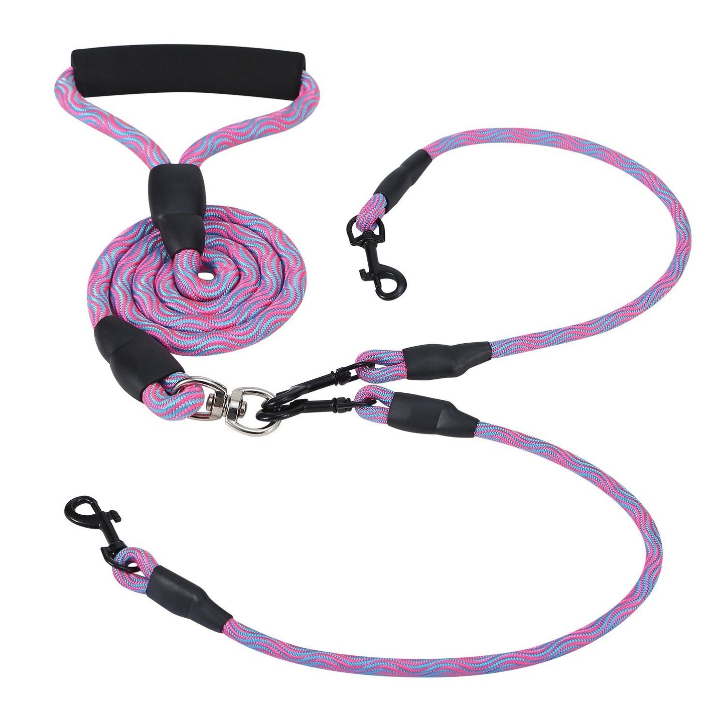 Double Dogs Leash No-Tangle Dogs Lead Reflective Dogs Walking Leash w/ Swivel Coupler Padded Handle - Discount Msrp