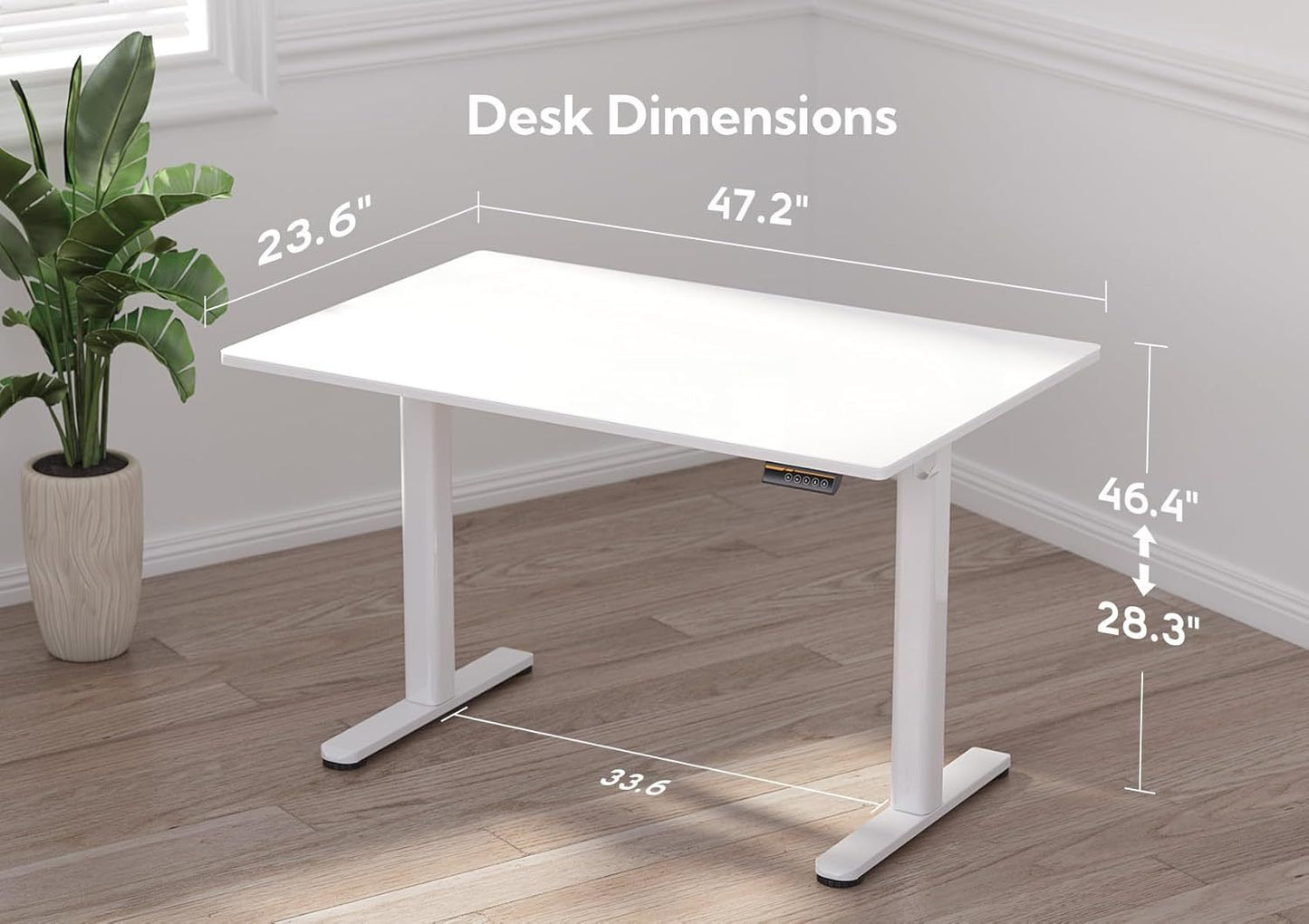 48 Inch Electric White Glass Standing Desk, Adjustable Height ,Quick Install Home Office Computer Desk, Stand Up Desk, - Discount Msrp