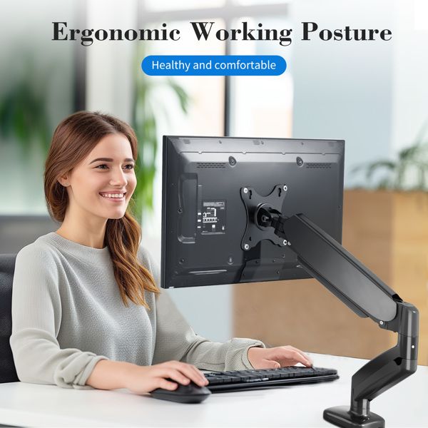 The monitor arm is adjustable for desktop mount and fits 15-27 inch monitors with weight capacities up to 15.4 pounds, black - Discount Msrp