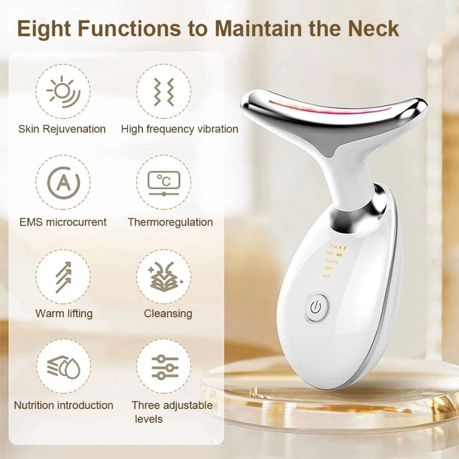 Face and Neck Massager 3 Colors EMS Beauty Device Lifting Tighten Facial Massagers Wrinkle Remover Reduce Double Chin Devices for Woman - Discount Msrp