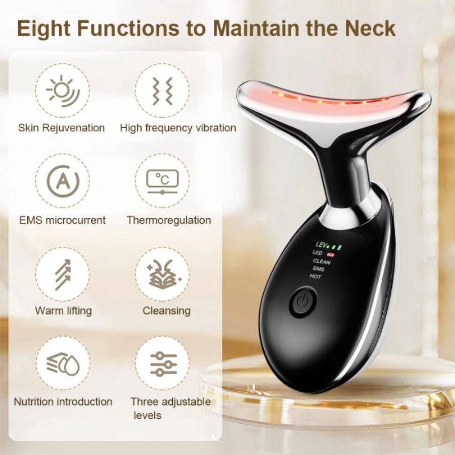 Face and Neck Massager 3 Colors EMS Beauty Device Lifting Tighten Facial Massagers Wrinkle Remover Reduce Double Chin Devices for Woman - Discount Msrp