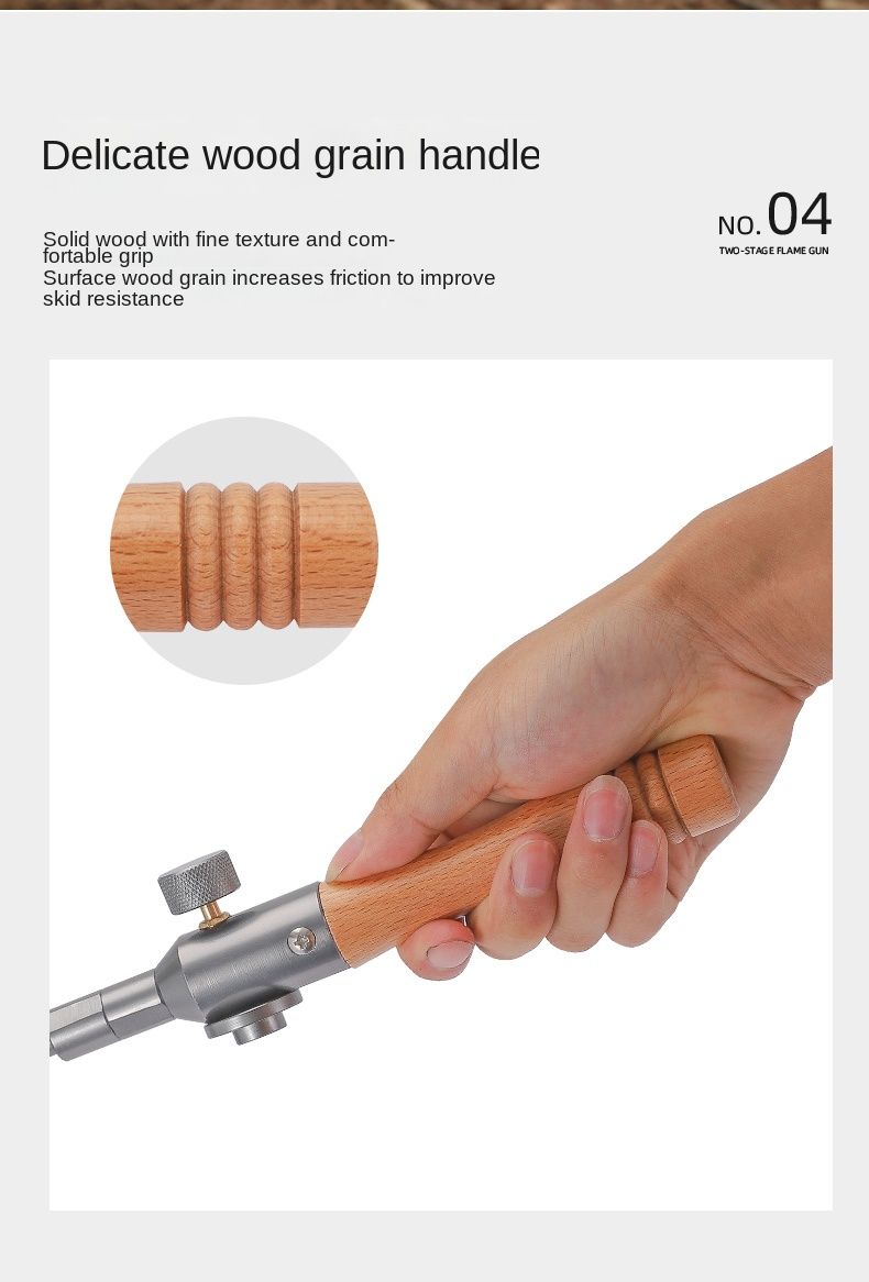 Outdoor camping extended flame-throwing gun stainless steel gun burning pig hair supplies camping straight handle handheld detachable igniter - Discount Msrp