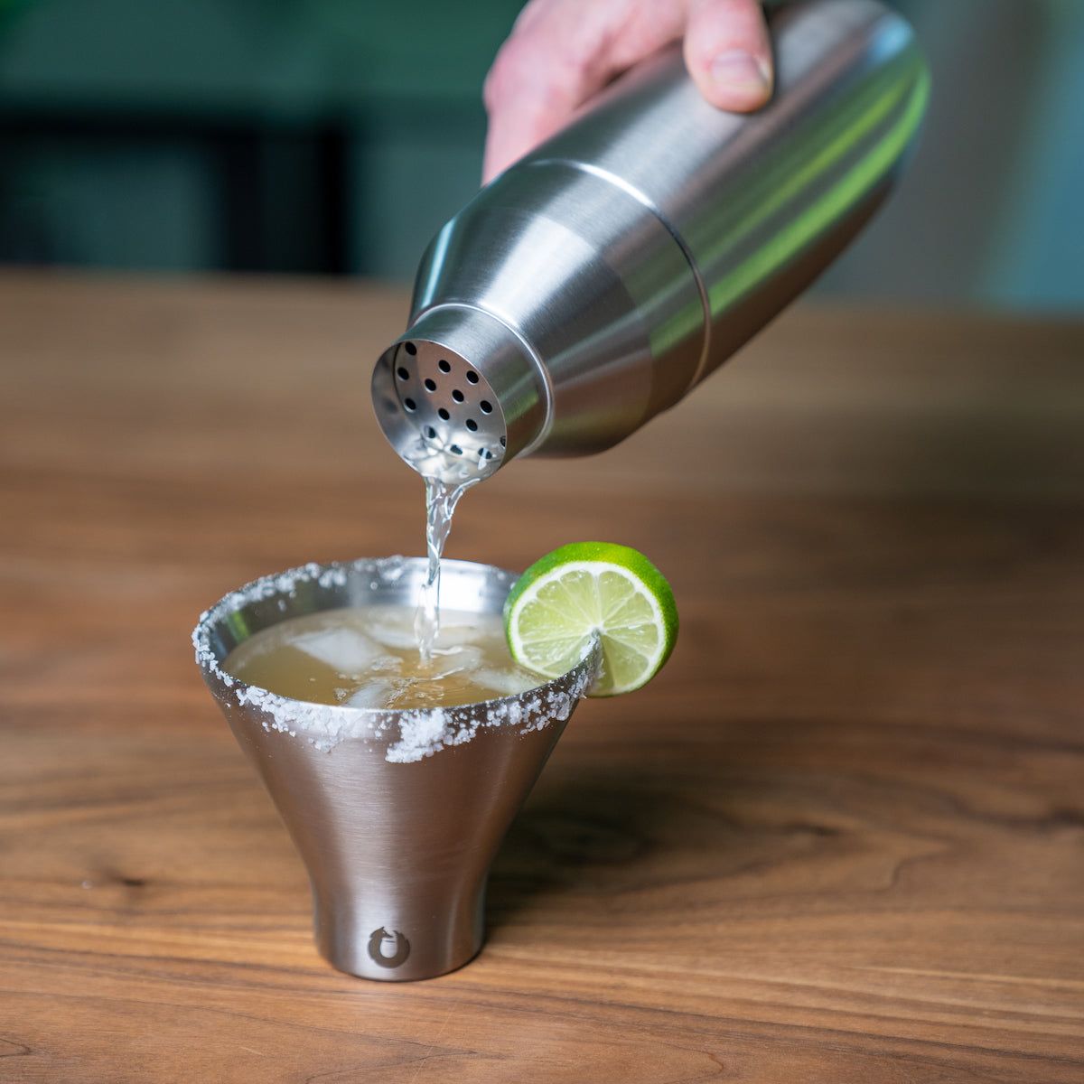 Stainless Steel Cocktail Shaker and Martini Glass Set, Steel - Discount Msrp