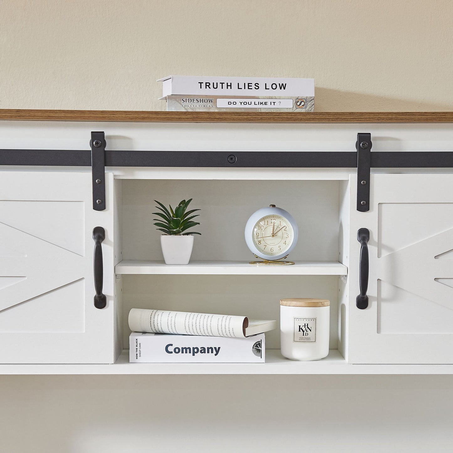 52" Farmhouse Executive Desk with Drawers, Wood Home Office Desk w/Charging Station, File Drawer, Storage Cabinet, Rustic Computer Writing Desk (Antique White) - Discount Msrp