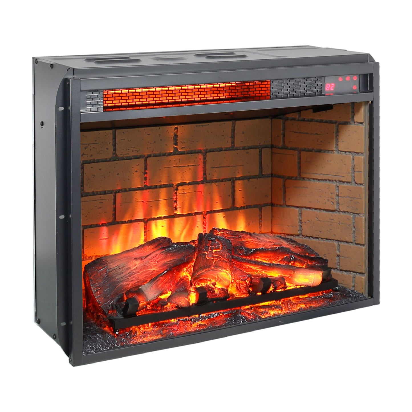 23 inch infrared quartz heater fireplace insert -woodlog version with brick - Discount Msrp