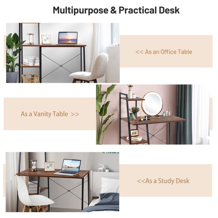 Compact Computer Desk Workstation with 4 Tier Shelves for Home and Office - Discount Msrp