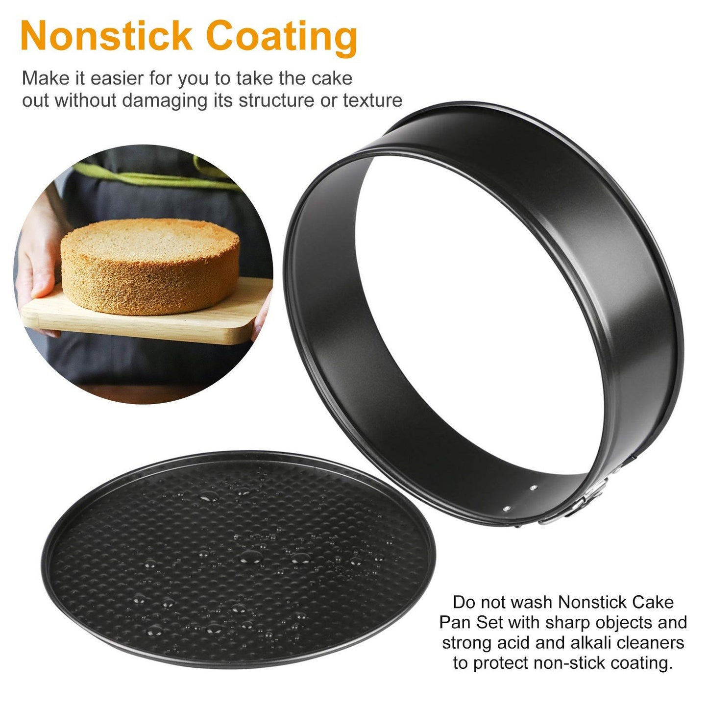 Non Stick Springform Cake Pan Leakproof 9in 10in 11in Bakeware Pan with Removable Bottom 3Pcs Per Set - Discount Msrp