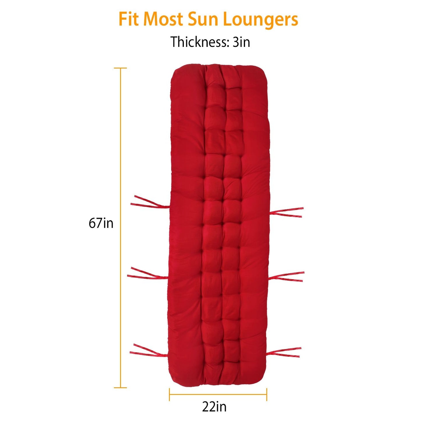 67x22in Chaise Lounger Cushion Recliner Rocking Chair Sofa Mat Deck Chair Cushion - Discount Msrp