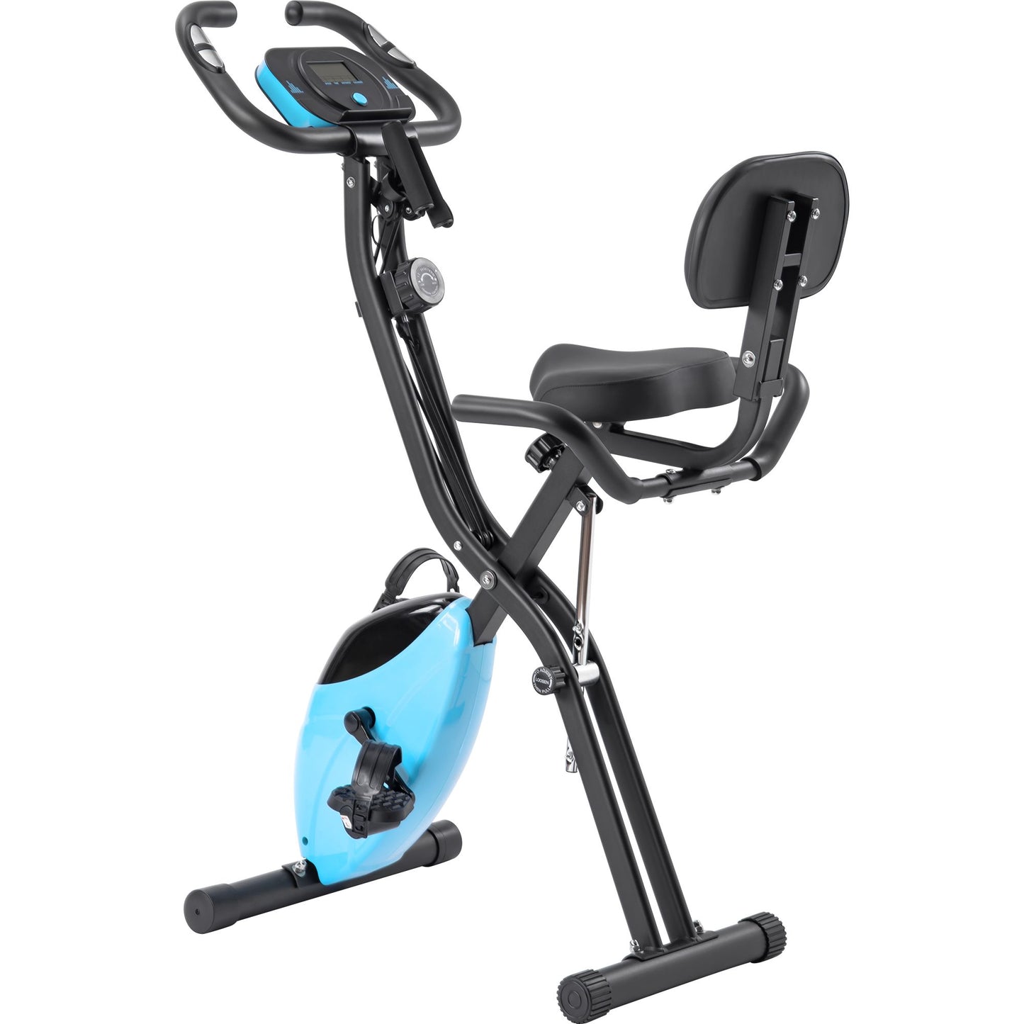 Folding Exercise Bike, Fitness Upright and Recumbent X-Bike with 16-Level Adjustable Resistance, Arm Bands and Backrest - Discount Msrp