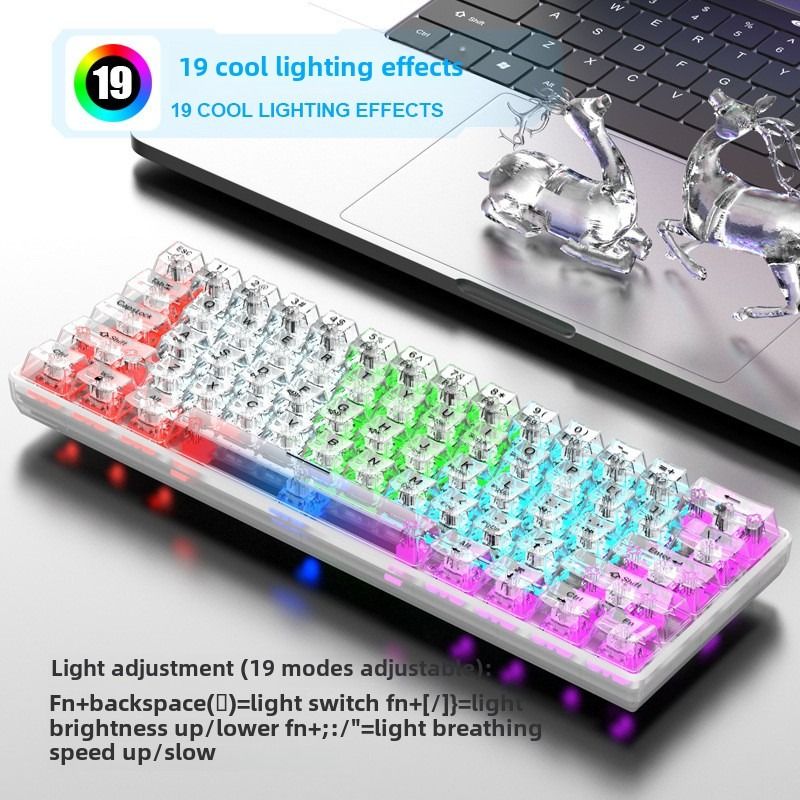 Wired Mechanical Keyboard Transparent Hot Swap Illuminated Office Gaming Gaming Mini Keyboard - Discount Msrp
