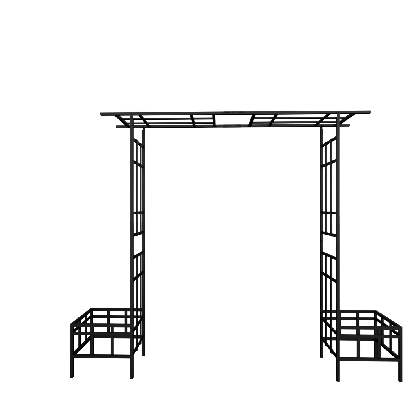Metal Garden Arch with Adjustable Width W68.11''~W94.29'' Climbing Plants Support Rose Arch Outdoor Black - Discount Msrp