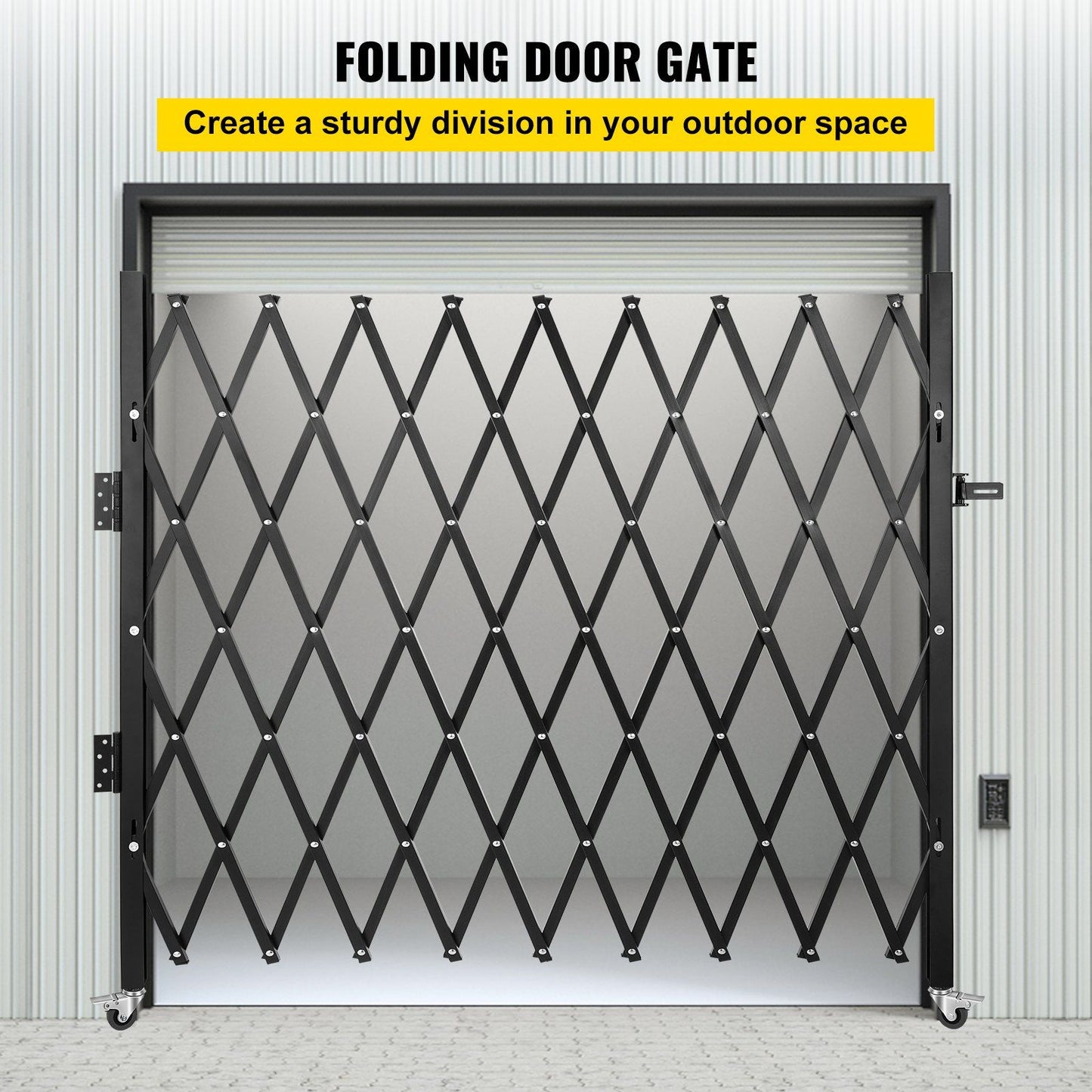 VEVOR Single Folding Security Gate, 7.1' H x 7.1' W (85 x 85 inch)Folding Door Gate, Steel Accordion Security Gate, Flexible Expanding Security Gate, 360° Rolling Barricade Gate, Scissor Gate - Discount Msrp