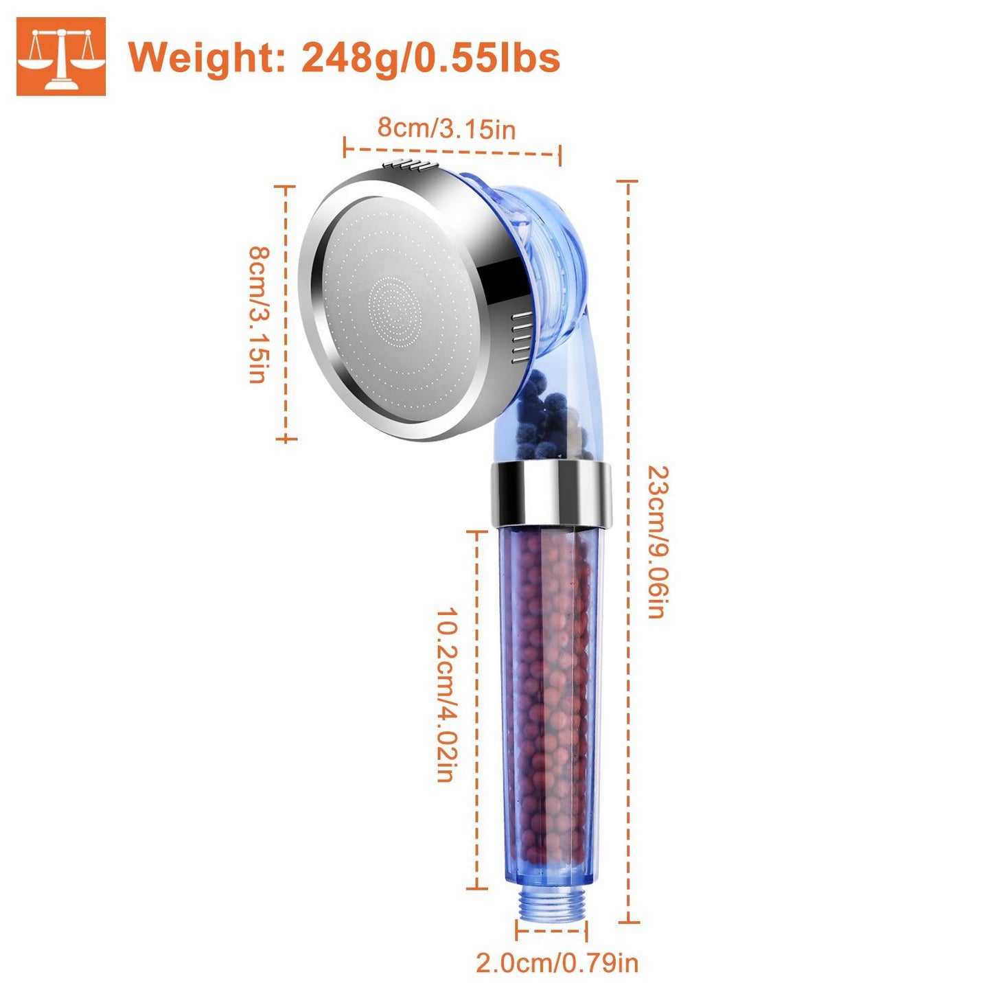 Ionic Filtration Shower Head High Pressure 3 Mode Stone Water Saving Bath Handheld Shower - Discount Msrp