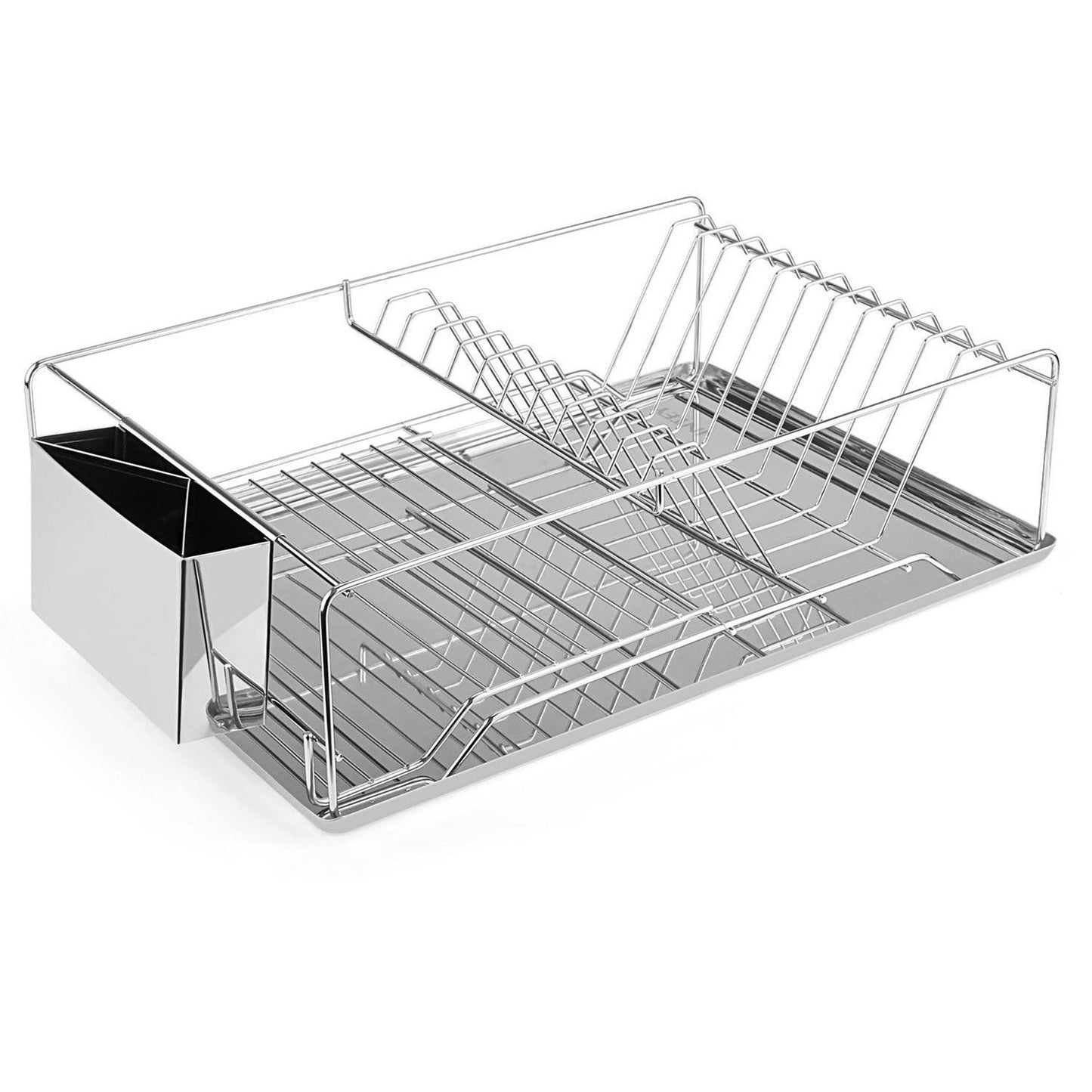 Dish Drying Rack Stainless Steel Dish Rack w/ Drainboard Cutlery Holder Kitchen Dish Organizer - Discount Msrp