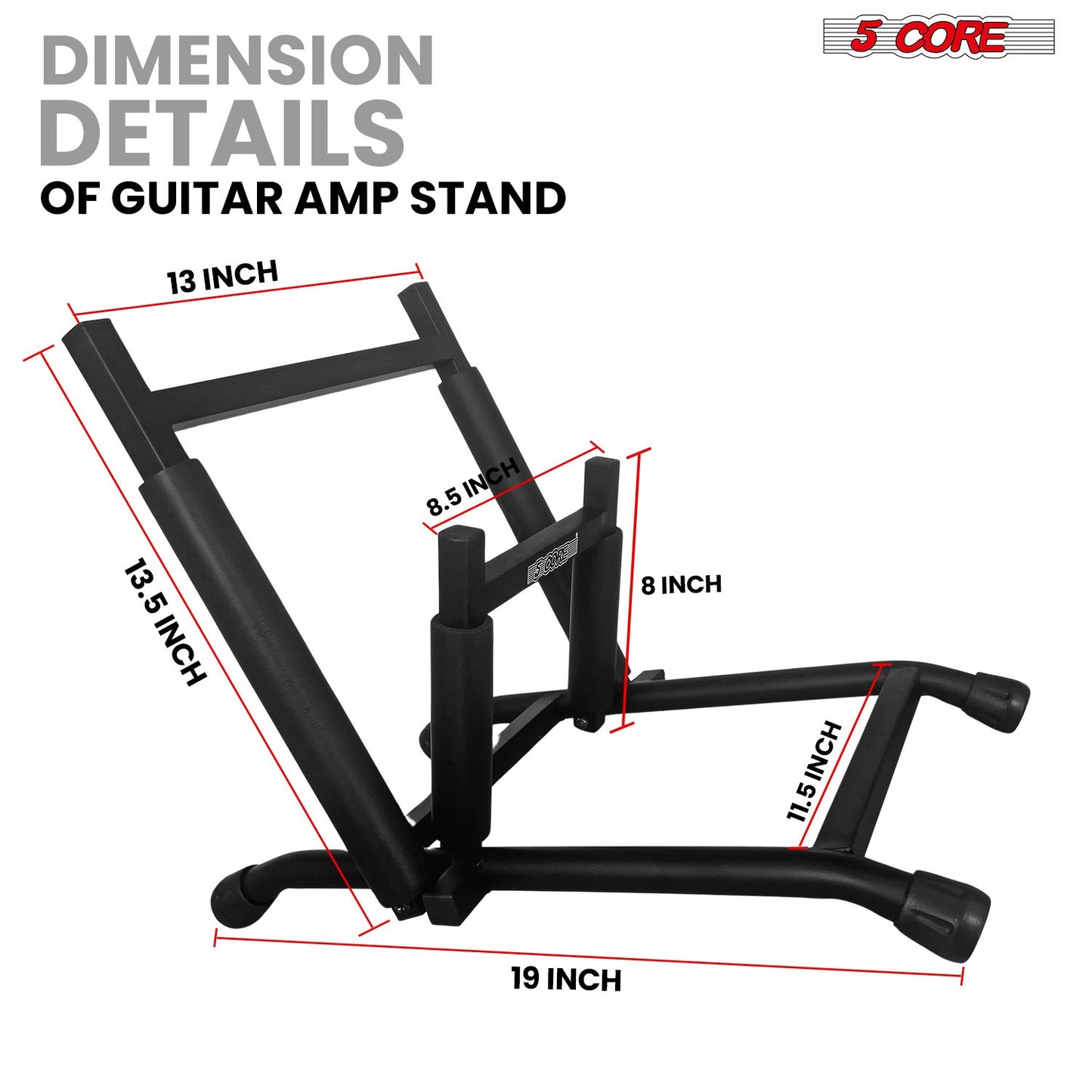 5 Core Amp Stand Heavy Duty Metal Build Adjustable Guitar amplifier Low Profile Folding Collapsible - Discount Msrp