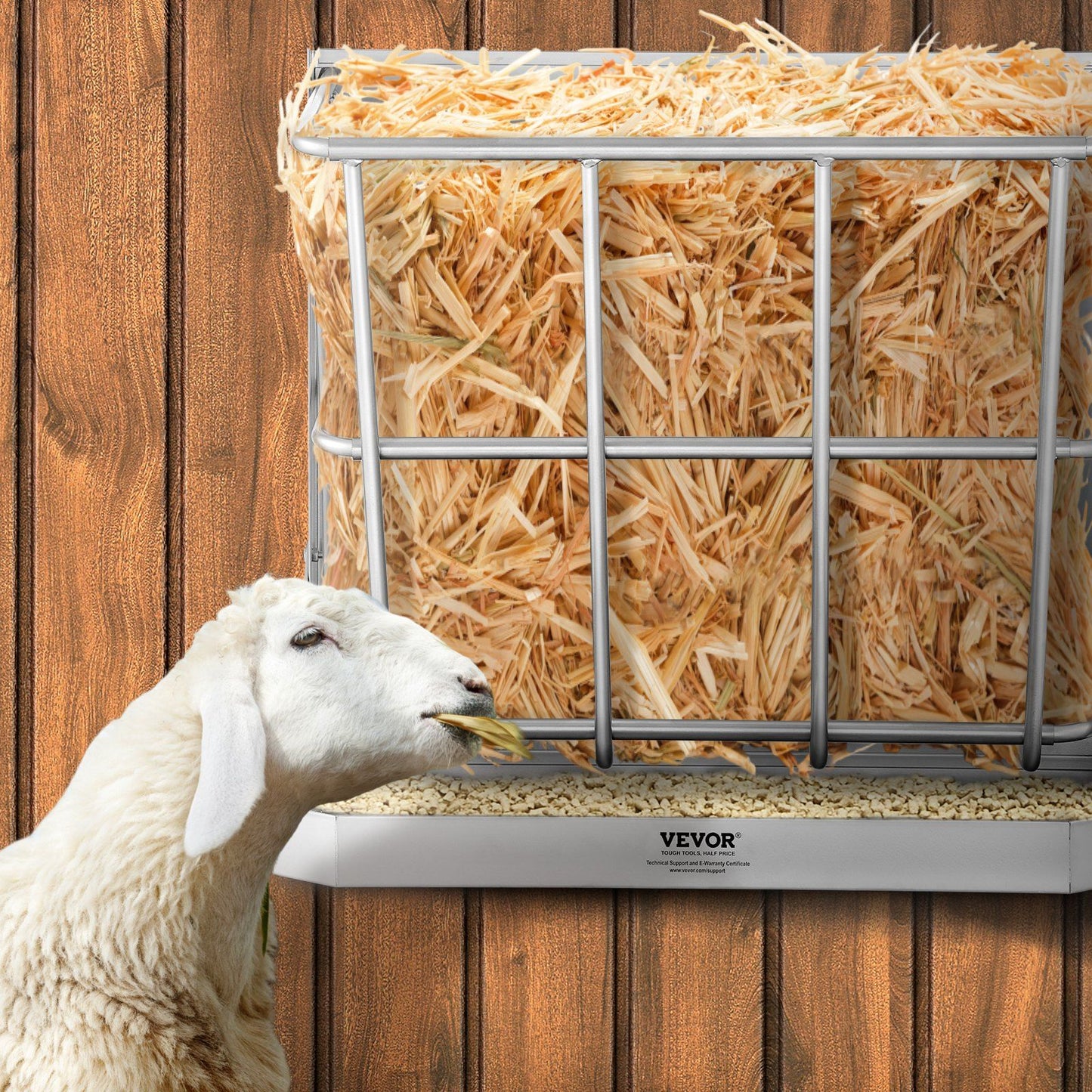 VEVOR Wall Mounted Goat Hay Feeder 2 in 1 Hay and Grain Feeder 21 Gallons - Discount Msrp