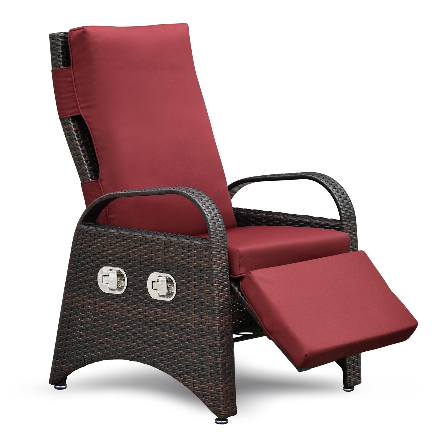 Outdoor Adjustable Wicker Recliner with Flip Table - Discount Msrp