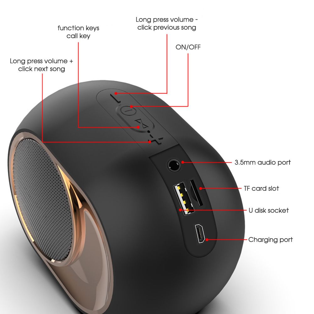 Powerful Rock Bass Subwoofer Built-in HD Microphone Sound Box 8 Hours Listening Time Portable Bluetooth Wireless Speakers - Discount Msrp