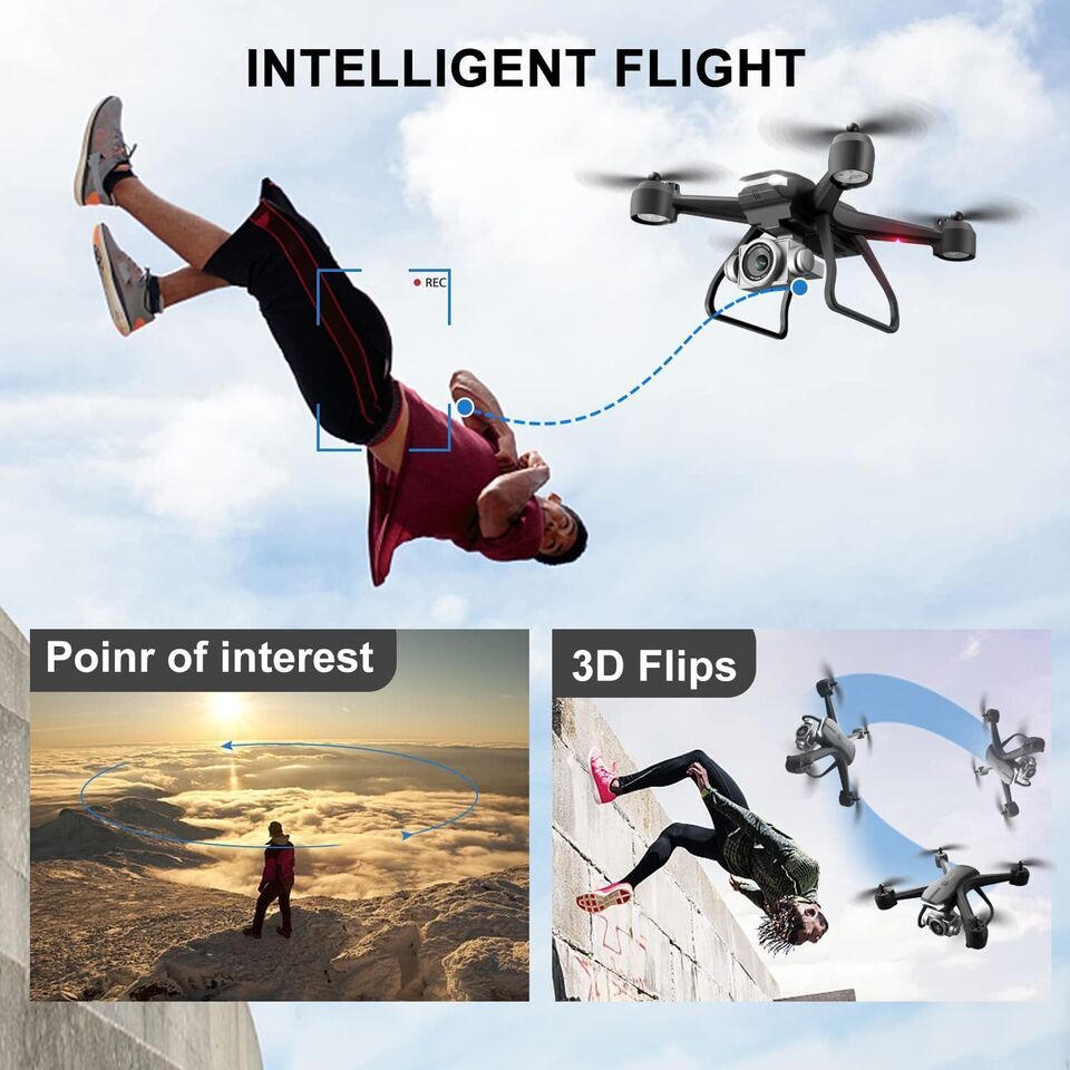 4DRC V14 RC Drone WIFI FPV 4K HD Wide Angle Dual Camera Quadcopter Portable With Bag ,2 Batteries Drone For Beginner,Headless Mode,Gesture Photo - Discount Msrp