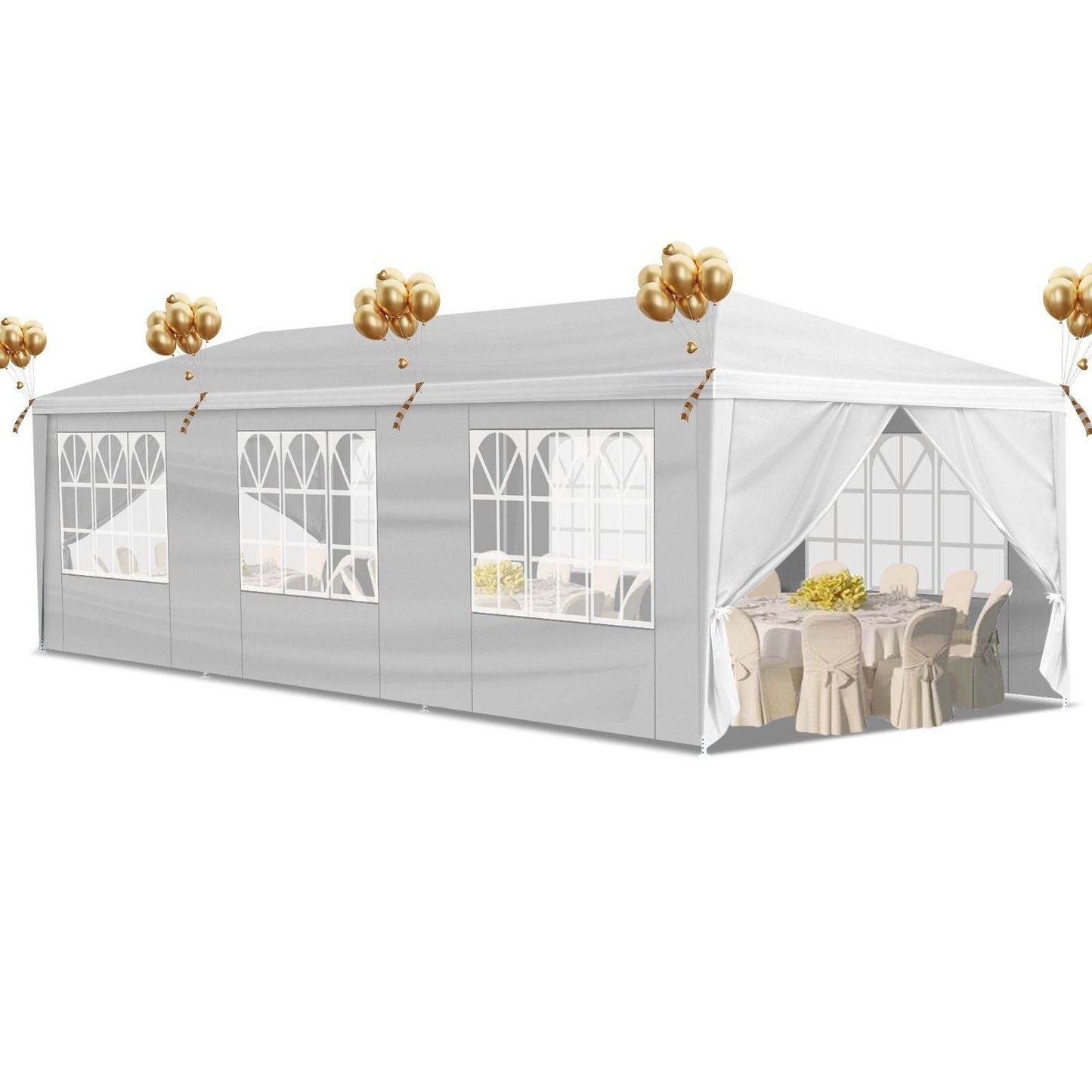 1 Set of 10'x30' Party Tent Canopy for Outdoor Weddings, Heavy-Duty Waterproof Event Shelter with Removable Sidewalls, Ideal for Parties, Booths, and Gatherings. - Discount Msrp