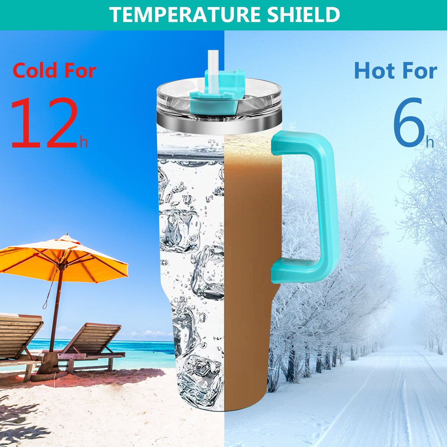 40oz 5D cowprint Insulated Tumbler With Handle And Straw Lid Portable Large Capacity water bottle, Heat preservation,304 Stainless Steel Cup For Outdoor Sports, Travel & Camping Birthday Gift - Discount Msrp