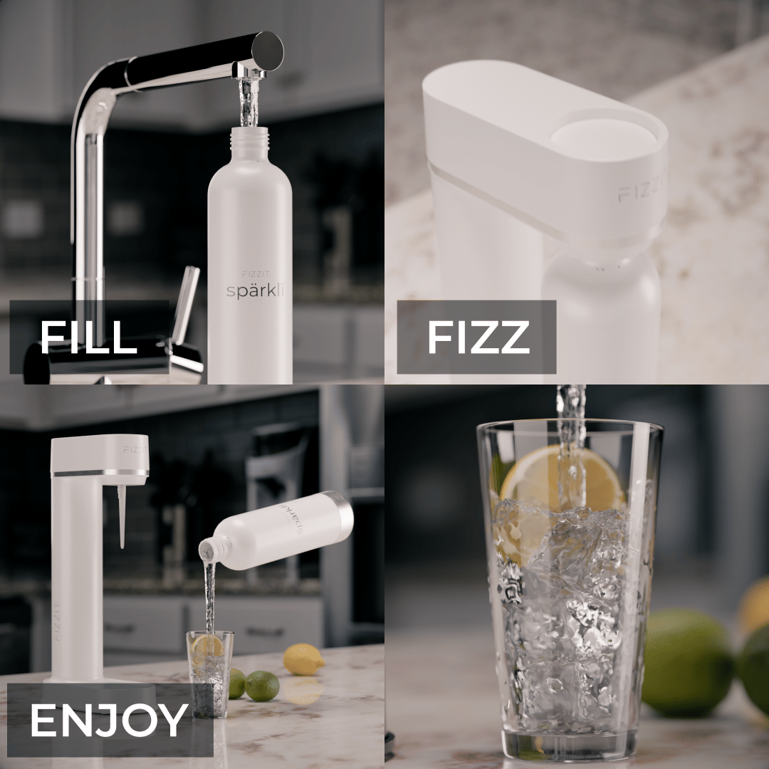 FIZZIT™ Spärklï Carbonated Water Soda Maker with Stainless Steel Bottle – Eco-Friendly, Dishwasher Bottles - Sparkling Water Maker - Discount Msrp