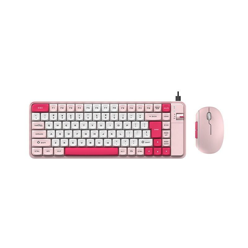 QW06 Office Entertainment Dual Mode Color Keyboard and Mouse Set Wireless Bluetooth Universal Keyboard Girls High-Value Set - Discount Msrp