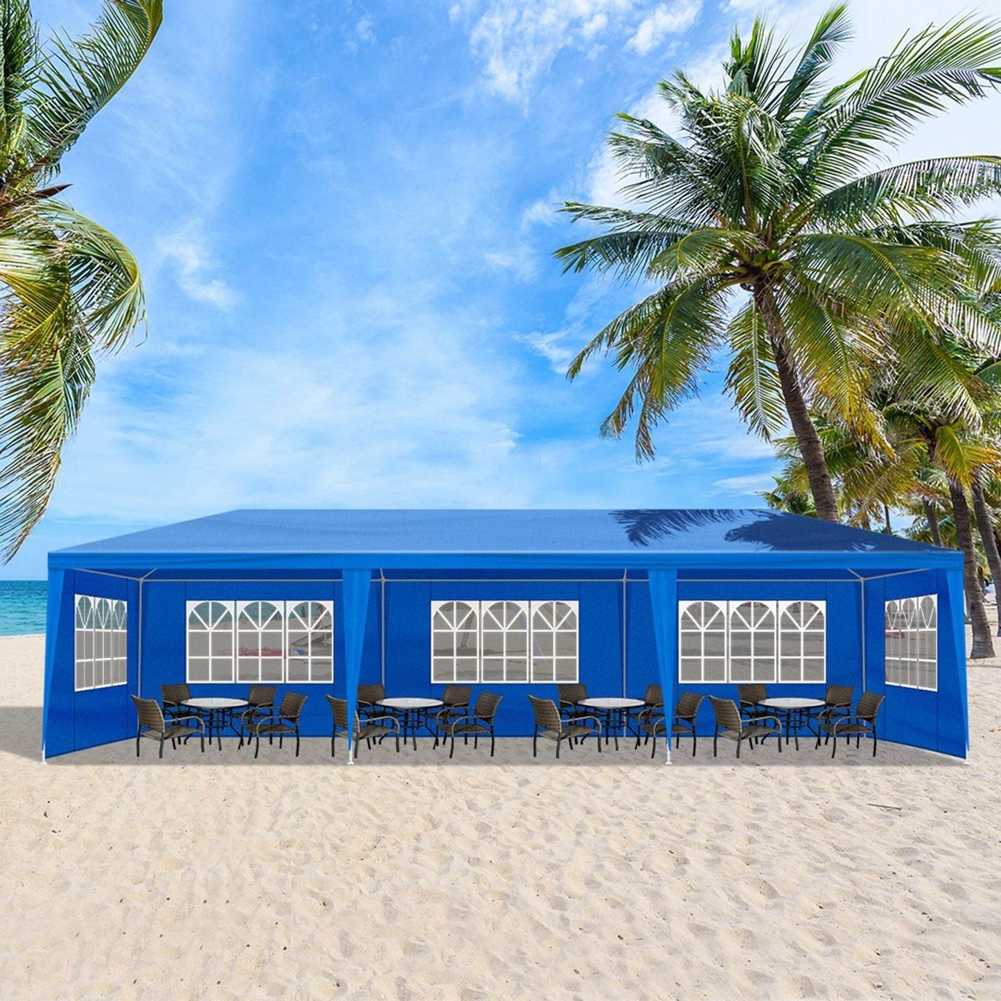 1 Set of 10'x30' Party Tent Canopy for Outdoor Weddings, Heavy-Duty Waterproof Event Shelter with Removable Sidewalls, Ideal for Parties, Booths, and Gatherings. - Discount Msrp