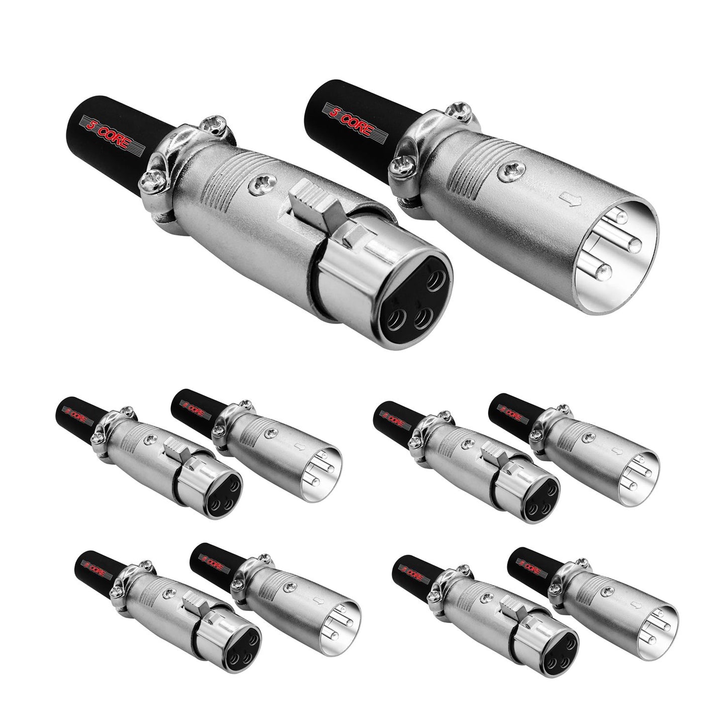 5Core XLR Connector Male Female to 1/4 Audio Jack 3 Pin Secure Mic Plug w Locking Ends - Discount Msrp