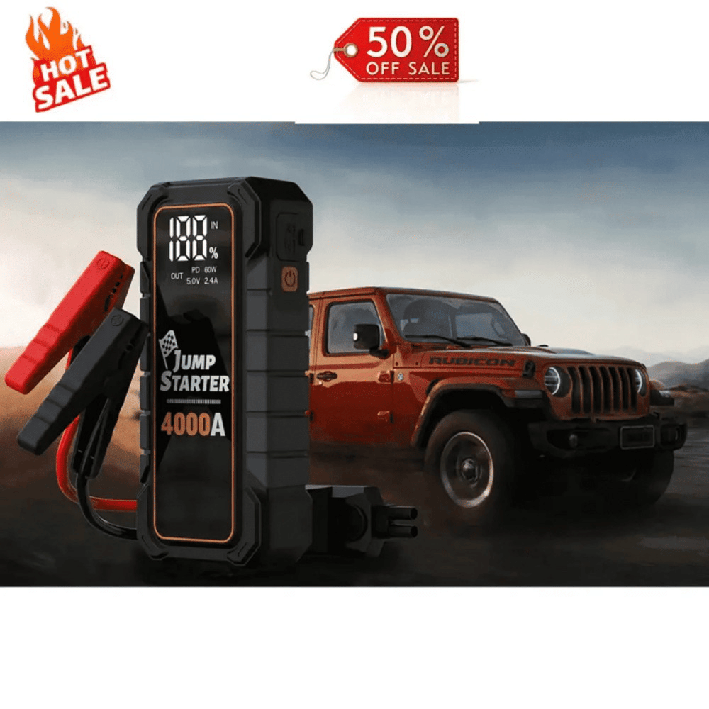 20000mAh 12V Car Battery Jump Starter 4000 Peak Amp USB Fast Charging LED Light 3.54*1.8*7.84 in - Discount Msrp
