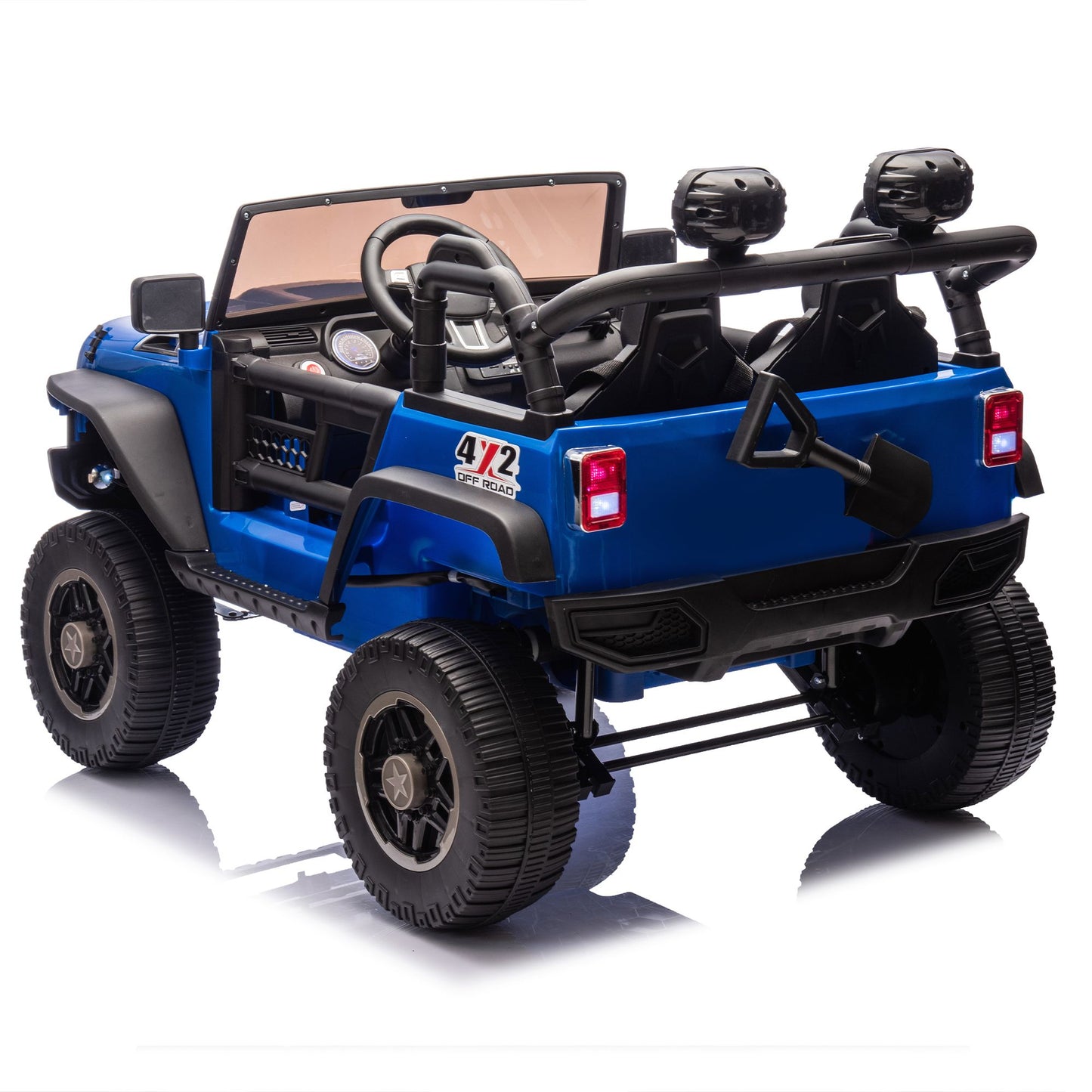 24V Two-Seater Kids Ride On Truck Car W/Parents Control,200w*2,Seat width 20.28in,Four-wheel Suspension,LED Lights,Music,MP3,Bluetooth,Two independent seat belts,Suitable for off-road For Kids Aged 3+ - Discount Msrp