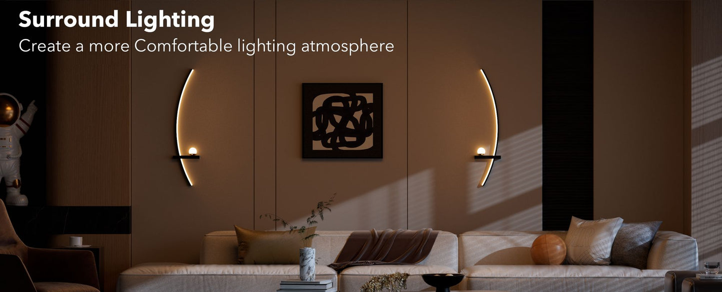 2-Pack Modern Orb Arc Wall Lamp, Plug in Wall Sconces for Living Room Bedside - Discount Msrp