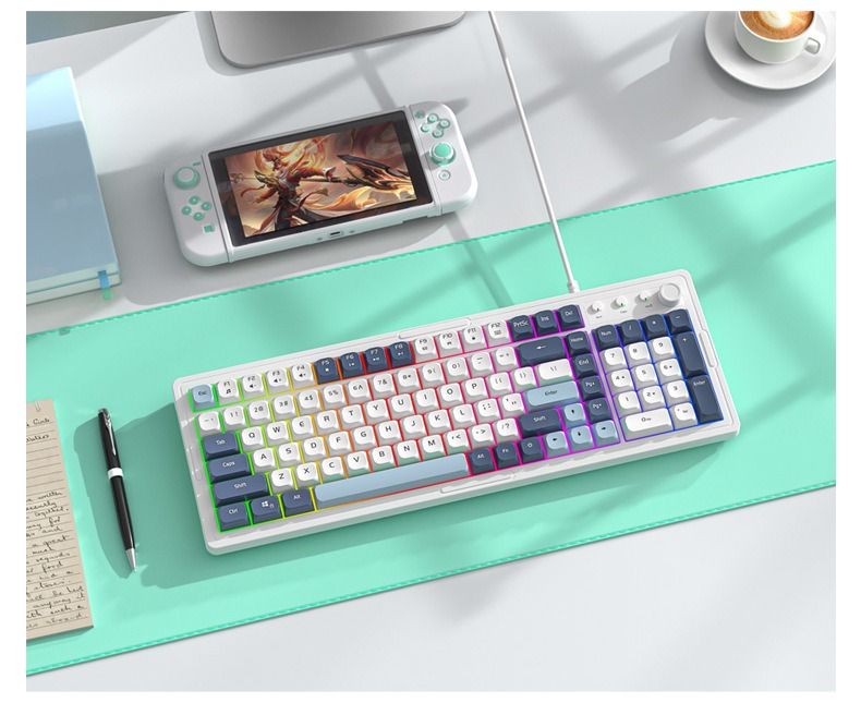 Wired luminous keyboard and mouse Q908 gaming mechanical feel game luminous suspended keyboard and mouse set - Discount Msrp