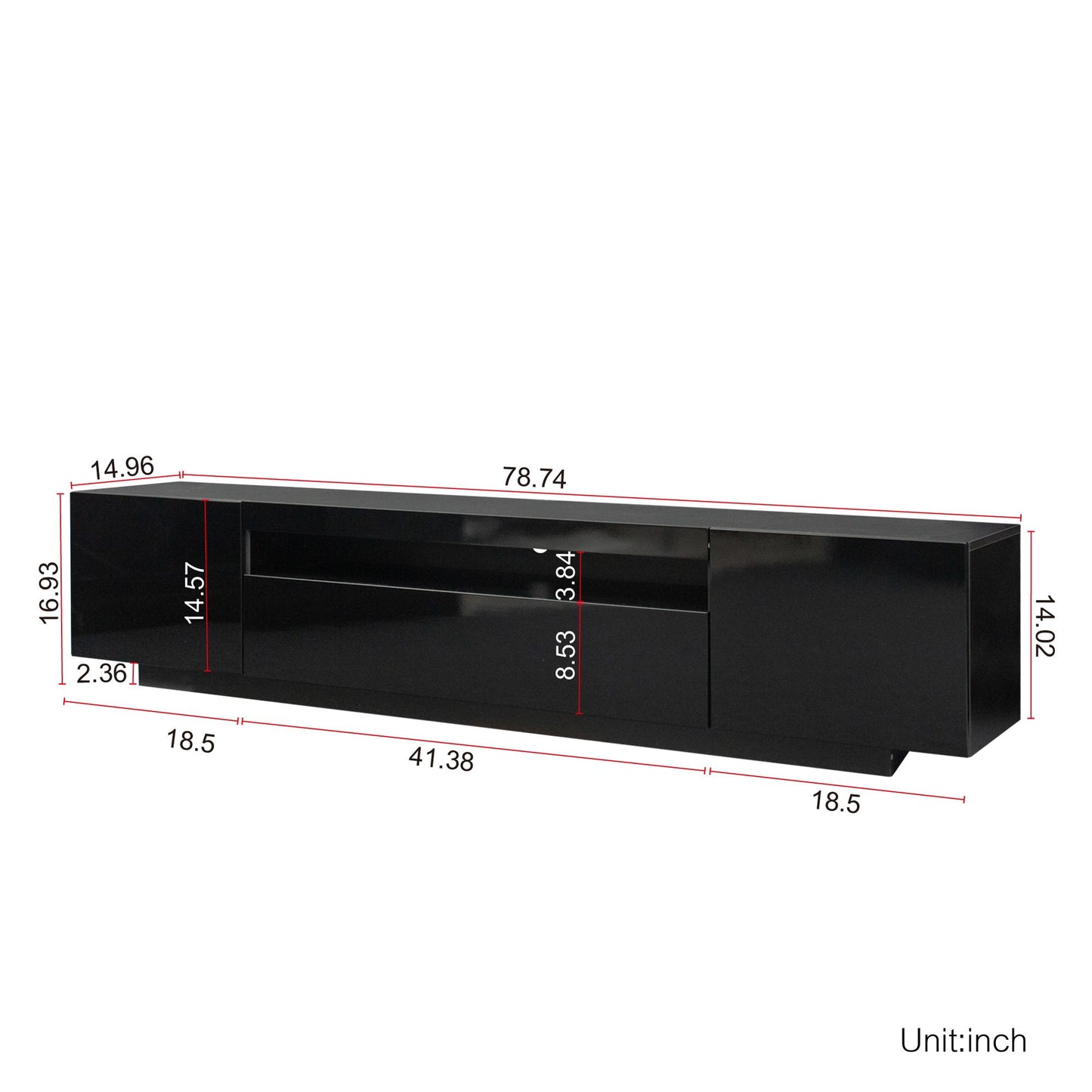 TV Cabinet Wholesale, Black TV Stand with Lights, Modern LED TV Cabinet with Storage Drawers, Living Room Entertainment Center Media - Discount Msrp