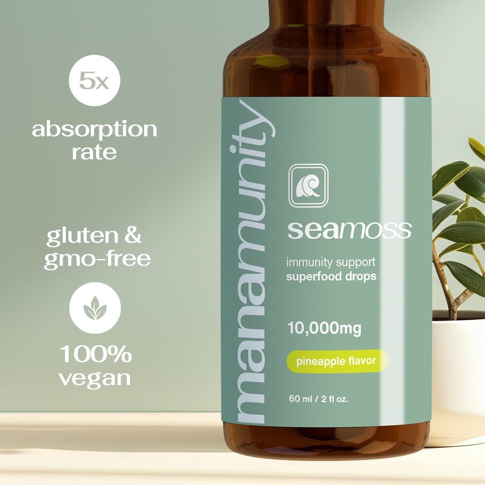 Sea Moss Liquid Drops 10,000 mg Organic Irish Sea Moss Gel with 350 mg Burdock Root Supplement & 20,000 mg Spirulina Immune Support, Joint & Thyroid Support - Vegan - Discount Msrp