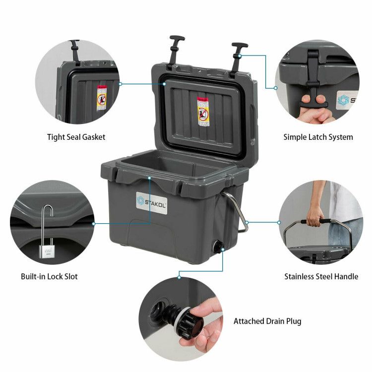16 Quart 24-Can Capacity Portable Insulated Ice Cooler with 2 Cup Holders - Discount Msrp