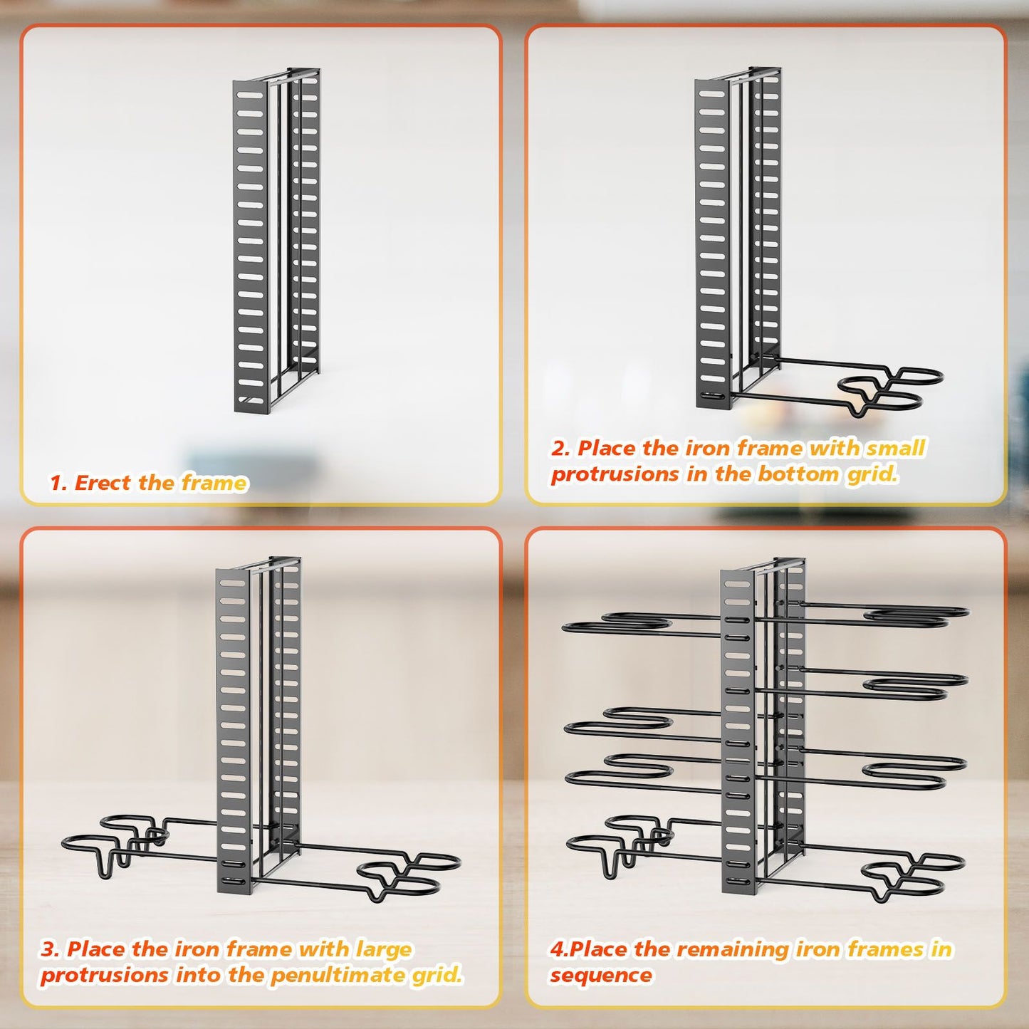Pot and pan organizer, Pot Lid Holders & Pan Rack, Multiple DIY methods 8 tier pot racks, adjustable kitchen organization and storage for pots and pans. - Discount Msrp