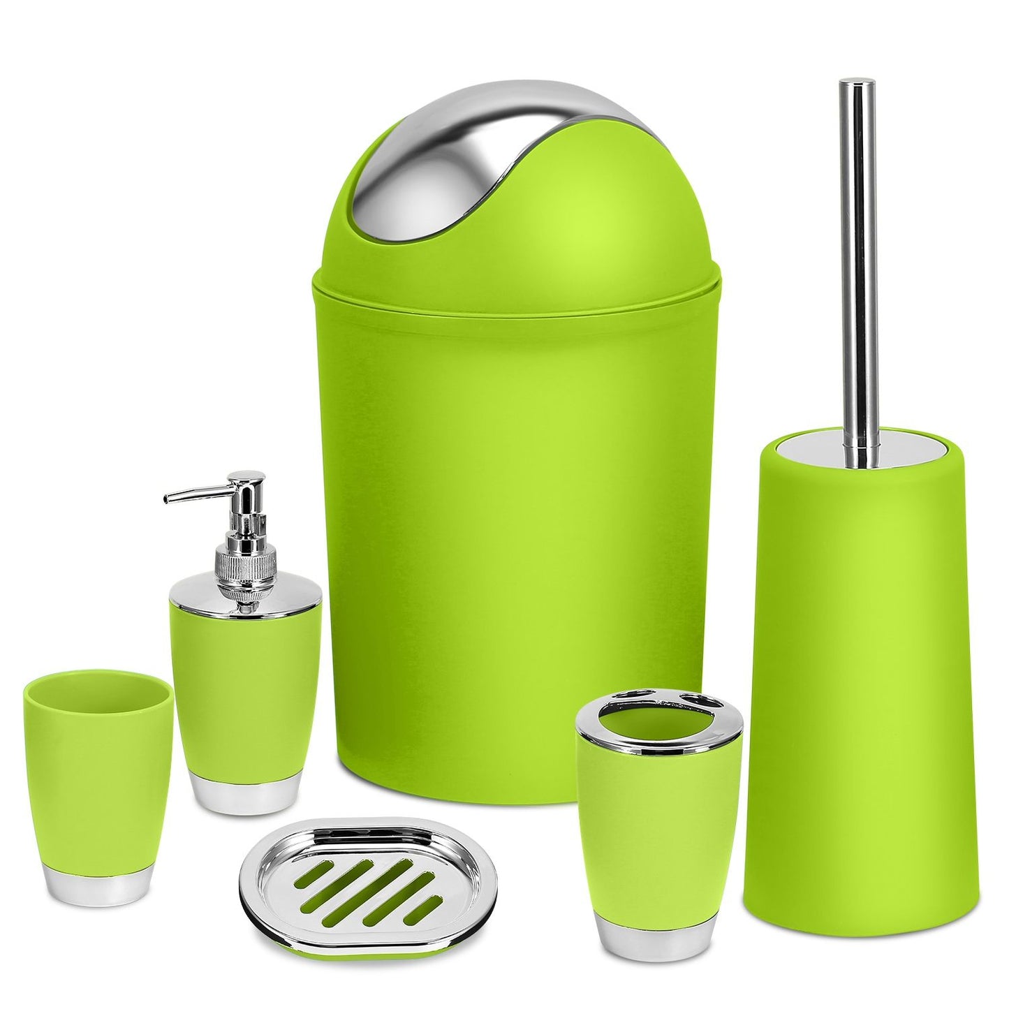 Bathroom Accessories Set 6 Pcs Bathroom Set Ensemble Complete Soap Dispenser Toothbrush Holder - Discount Msrp